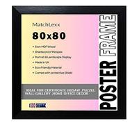 MatchLexx® Poster Photo Frame 80 x 80 cm Picture Frame Jigsaw Frames with Hd Clear Perspex front Backboard & Styrene Portrait, Landscape for Home Office Gallery (80 x 80 cm, BLACK)