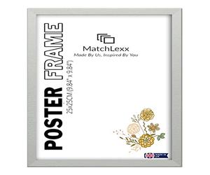 MatchLexx Square 25X25 CM Picture Photo Poster Frames | Shatter-proof Perspex Front various sizes Wooden frames Ideal For Home or Office Decor (25x25CM (9.84" x 9.84"), SILVER)
