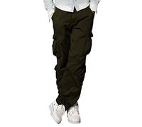 Matchstick Mens Cargo Trousers Cotton Casual Combat Work Pants with 8 Pockets Tactical Daily Outdoor Workwear for Men Army Green