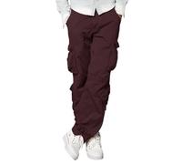 Matchstick Mens Cargo Trousers Cotton Casual Combat Work Pants with 8 Pockets Tactical Daily Outdoor Workwear for Men, Wine red, L (l)