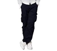 Matchstick Mens Cargo Trousers Cotton Casual Combat Work Pants with 8 Pockets Tactical Daily Outdoor Workwear for Men Blue