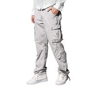 Matchstick Mens Cargo Trousers Utility Work Trousers Military Combat Pants with Multi Pockets (Silver Gray_XL/34)