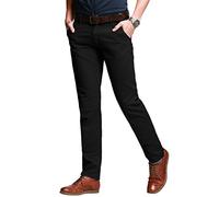 Matchstick Men's Slim Fit Tapered Trousers Casual Work Smart Stretch Chinos Plus Size Black