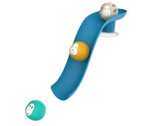 Matchstick Monkey, Bathtime Slide Set, Antimicrobial Baby Bath Toy, Easy To Grip, Sensory Learning - Slide Set (1 Slide + 3 Fun Animal Character Rocks), 12 Months Old+, Blue