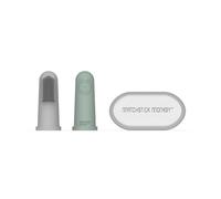 Matchstick Monkey Finger Toothbrushes with Carry Case, Designed for Teething Babies, Antimicrobial Protection, 3 Months +, Grey & Mint Green