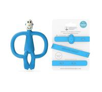 Matchstick Monkey Original Teether with Holder, Blue | Silicone Baby Teether With Textured Bumps For Teething Relief, Teething Toy For Easy Application Of Teething Gel