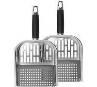 Matchwaves Griddle Scoop for Blackstone with a Any-Edge Hook, Stainless Steel Griddle Portable Food Mover for Stir Fry and Move Food, Sifting Grill Shovel, 2 Pack
