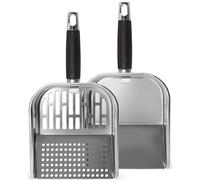 Matchwaves Griddle Scoop for Blackstone with a Any-Edge Hook, Stainless Steel Griddle Portable Food Mover for Stir Fry and Move Food, Classic & Sifting Grill Shovel, 2 Pack