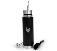 mate Fluvion Self-Serving System for Yerba Mate | Auto Insulated Bottle with Spout | 16.9 fl oz Stainless Steel | Two Gifts