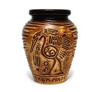 Mate Green Ceramic Mate Tea Mug 300 ml ● Honey Colour Aztec Yerba Mate Tea Cups ● Mate Tea Mug ● Ceramic Calabash ● Traditional Aztec Pattern ● Ceramic Mate Mug
