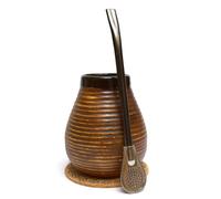 Mate Green Yerba Mate Tea Set ● Ceramic Mate Mug 350 ml ● Stainless Steel Drinking Straw Bombilla 19 cm ● Handmade Ceramic Calabash ● Mate Tea Ceramic Cup ● Cork Pad