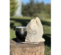 Mate Imperial Argentino, With Straw Tea Gourd Mug One Bombilla Mate (Straw), Wrapped Handmade Leather, Includes Premium Packaging(black)