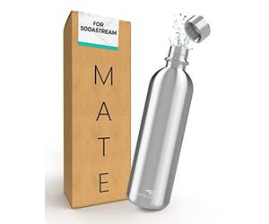 MATE OF STEEL Compatible with SodaStream Spirit & Terra - 1 .0L Bottle Dishwasher Safe | 1000ml Metal Drinking Bottle | Stainless Steel Soda Bottles | Replacement Bottles
