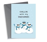 Mate - Pun - Funny - Friend - Chillin With My Snowmies - Snowmen - Homies - Shades - Christmas Card