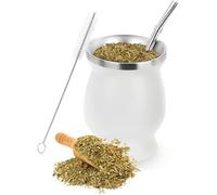 Mate Tea Cup Set with Straw and Cleaning Brush, for White Mate Tea