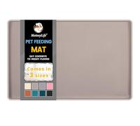 MateeyLife Cat Food Mat, Anti-Slip & Waterproof Cat Dog Bowl Mat, Taupe