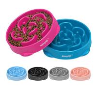 MateeyLife Large Slow Feeder Dog Bowls 2PCS, Anti-Choking Puzzle Dog Food Bowls, Anti-Slip Interactive Feeding Slow Down Eating, Bloat Stop Maze Dishes for Large Breeds 4 Cups Purple&DarkBlue