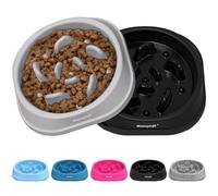 MateeyLife Small Slow Feeder Cat Bowls 2PCS, Anti-Choking Puzzle Cat Food Bowls, Anti-Slip Interactive Dog Feeding Slow Down Eating, Bloat Stop Maze Dishes Dog Feeder for Small Breeds 1 Cup Gray&Black