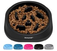 MateeyLife Small Slow Feeder Cat Bowls, Anti-Choking Puzzle Cat Food Bowls, Non Slip Interactive Dog Feeding Slow Down Eating, Bloat Stop Maze Dishes Dog Feeder for Small Breeds 1 Cup Black