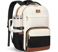 MATEIN 15.6 Inch Laptop Backpack Womens, Work Backpack Women for Large Capacity Cup,14 Pockets Lightweight Fashion Water-Resistant Ladies Rucksack for Teacher, College, Business, Travel, Beige