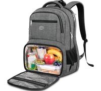 MATEIN 17 Inch Laptop Backpack with Lunch Compartment, TSA Large Travel Rucksack for Men Women with Laptop Compartment, Water Resistant Work Bag with USB Charging Port for School Backpack, Grey