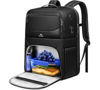 MATEIN 17 Inch Work Backpack with Lunch Compartment, Waterproof PU-Coated Polyester Lunch Backpack for Men, TSA Laptop Backpack with USB Charging Port for Work, College, Travel, Black