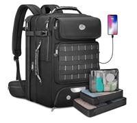 MATEIN Expandable 52L Large Travel Backpack for Men With Shoe Compartment, Hiking Backpack with Waist Straps & USB Charging Port, 17 Inch Camping Rucksack With 3 Packing Cubes for Men, Traveler, Black
