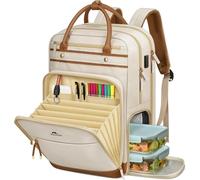 MATEIN Work Backpack with Lunch Compartment Detachable, 15.6 Inch Laptop Rucksack for Women with USB Port and Organised Pocket, Lunch Backpack for Women Teacher, College, Nurse, Beige