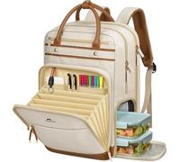MATEIN Work Bag with Lunch Compartment Detachable, 15.6 Inch Laptop Rucksack for Women with Organised Pocket, Lunch Backpack for Women Teacher, College, Nurse, Beige