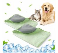 Mateju 2 pack Cooling Mat for Dogs Cats, Washable Reusable Pet Cool Mat, Small Medium Large Dogs Training Pad Breathable Self Cooling Mat in Hot Summer, Indoor Outdoor Travel (Green,70x55cm)