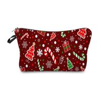 Mateju 2-Pack Makeup Bag, Christmas Toiletry Bag, Fashion Print Travel Makeup Bag, Portable Pouch Organizer for Students, Case Toiletries Storage Bag Beauty Makeup (Red)