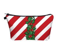 Mateju 2-Pack Makeup Bag, Christmas Toiletry Bag, Fashion Print Travel Makeup Bag, Portable Pouch Organizer for Students, Case Toiletries Storage Bag Beauty Makeup (Red Stripes)