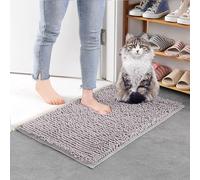 Mateju 2 Pcs Bath Mats for Bathroom Non-Slip, Soft Chenille Bathroom Rug Absorbent Shower Machine-Washable for Bath and Tub Toilet, Snuffle Mat for Adult Children Pets Dogs (40x60CM,Light grey)