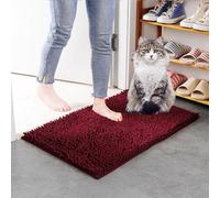Mateju 2 Pcs Bath Mats for Bathroom Non-Slip, Soft Chenille Bathroom Rug Absorbent Shower Machine-Washable for Bath and Tub Toilet, Snuffle Mat for Adult Children Pets Dogs (40x60CM,Burgundy)
