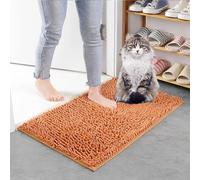 Mateju 2 Pcs Bath Mats for Bathroom Non-Slip, Soft Chenille Bathroom Rug Absorbent Shower Machine-Washable for Bath and Tub Toilet, Snuffle Mat for Adult Children Pets Dogs (30x50CM,Champagne)