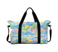 Mateju 3D Ocean Print Travel Bag, Gym Bag with Removable Shoulder and Zip, 30L Luggage Bags with Trolley Sleeve, Lightweight Large Holdall, Travel Essentials for Women Men (Seagrass)