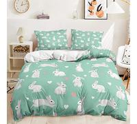 Mateju 3D Rabbit Easter Duvet Cover Set 3 Piece for Single Double Super King Size Bed, Bedding Set Microfibre Bed Set with Quilt Case and Pillowcases 50x75cm (Love rabbit,180x220cm)