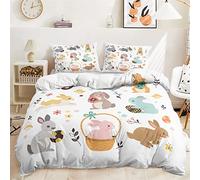 Mateju 3D Rabbit Easter Duvet Cover Set 3 Piece for Single Double Super King Size Bed, Bedding Set Microfibre Bed Set with Quilt Case and Pillowcases 50x75cm (Easter egg rabbit,240x220cm)