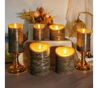 Mateju 8 Pieces LED Pillar Candles with Remote Control, Flameless LED Candles Flickering Flame Battery Operated with Timer for Bedroom Dining Room Holiday Party Festival Decor (Grey)