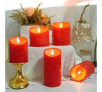 Mateju 8 Pieces LED Pillar Candles with Remote Control, Flameless LED Candles Flickering Flame Battery Operated with Timer for Bedroom Dining Room Holiday Party Festival Decor (Red)