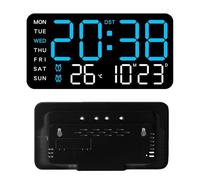 Mateju Alarm Clock Bedside, Modern Simple Portable Bedrooms Digital Clock Mains Powered, USB port Powered, LED Display, Night Light, Dual Alarm Weekday Weekend (Black-Blue)