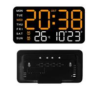 Mateju Alarm Clock Bedside, Modern Simple Portable Bedrooms Digital Clock Mains Powered, USB port Powered, LED Display, Night Light, Dual Alarm Weekday Weekend (Black-Orange)