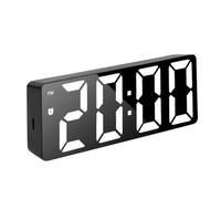 Mateju Alarm Clock Bedside, Portable Bedrooms Digital Clock Mains Powered, Type-C Charging Port, LED Display, Night Light, Dual Alarm with Weekday or Weekend (Black White)