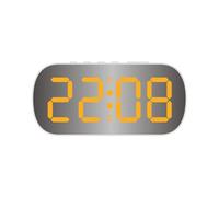 Mateju Alarm Clock Bedside, Portable Bedrooms Digital Clock Mains Powered, USB port Powered, LED Display, Night Light, Mirror, Dual Alarm Weekday Weekend (White-Orange)
