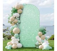 Mateju Arch Backdrop Cover, Arch Backdrop Stand Cover for Round Top, 3D Style, Double Sided, Spandex Elastic, for Decoration Party Wedding Birthday Ceremony Banquet (Green,4FT 55x120cm)