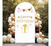 Mateju Arch Backdrop Cover, Birthday Arch Backdrop Stand Cover for Round Top, Double Sided, Spandex Elastic, for Decoration Party Ceremony Banquet Baby Shower (White,6FT 80x180cm)