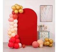 Mateju Arch Backdrop Cover Solid Color Fited Wedding Arch Stand Cover for Birthday Party Ceremony Decor Baby Shower Photography Background Frame Cover (Red,7.2ft/120x220cm)