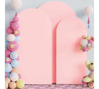 Mateju Arch Backdrop Cover Solid Color Stretch Fited Wedding Arch Stand Cover for Birthday Party Ceremony Baby Shower Wedding Decor Photography Background Frame Cover (Pink,5ft/65x150cm)