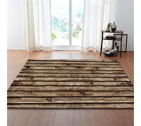Mateju Area Rug Large Indoor Rugs Wood Grain Print Non Slip Durable Flannel Mat Machine Washable Carpet Floor Mat for Living Room, Bedroom Decor (60x90cm,F)