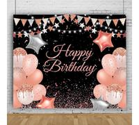 Mateju Backdrop Happy Birthday Balloon Decoration Photography Background Party Banner Suplies Photo Vinyl Backdrop, Video Live Streaming Photo Studio Props Home Decor (4x2.5 FT,Light Pink 2)